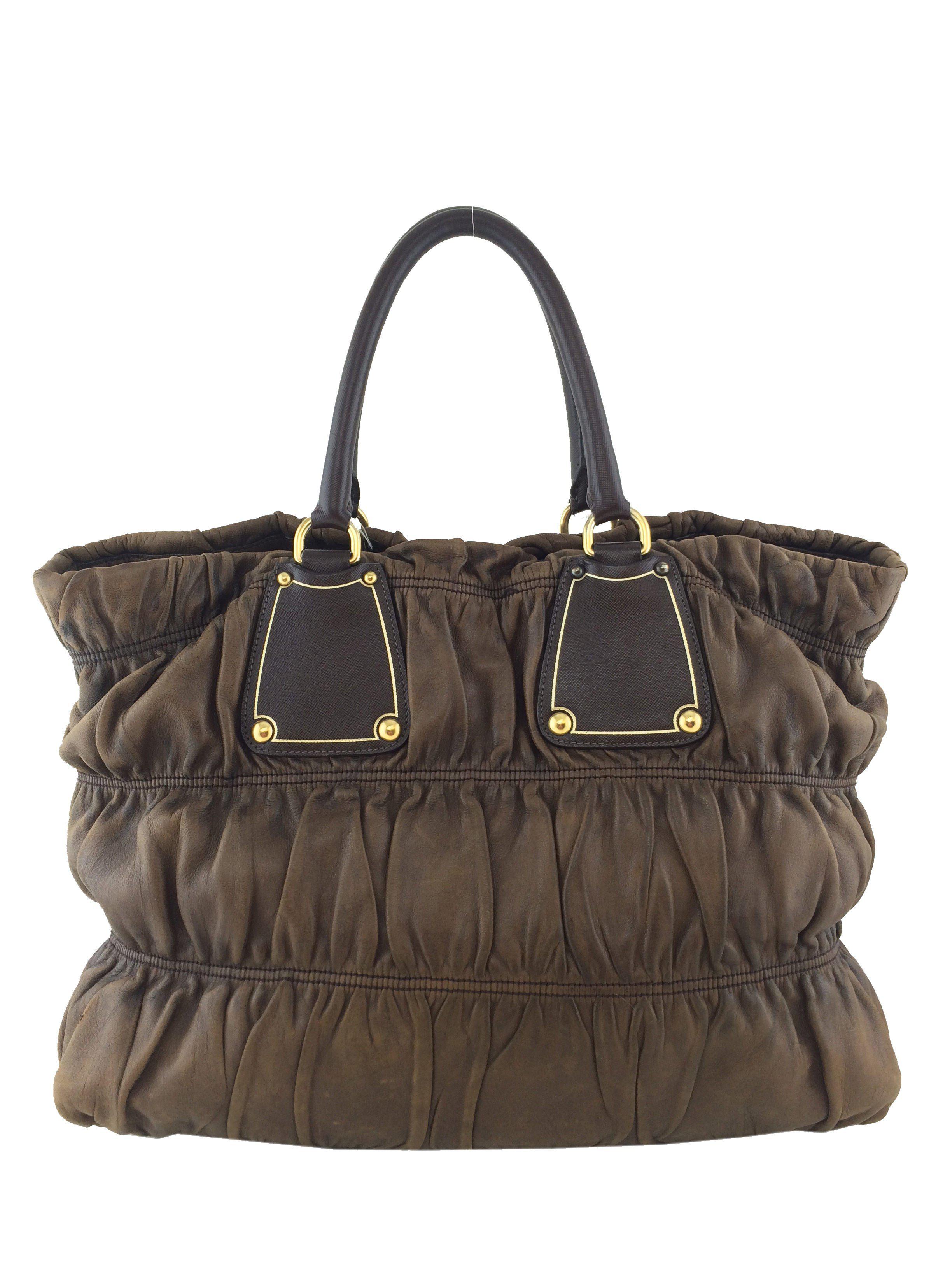 Prada Nappa Gaufre Antik Leather Tote Bag for Women - Luxury Designer Handbag for Work, Travel & Everyday Use
