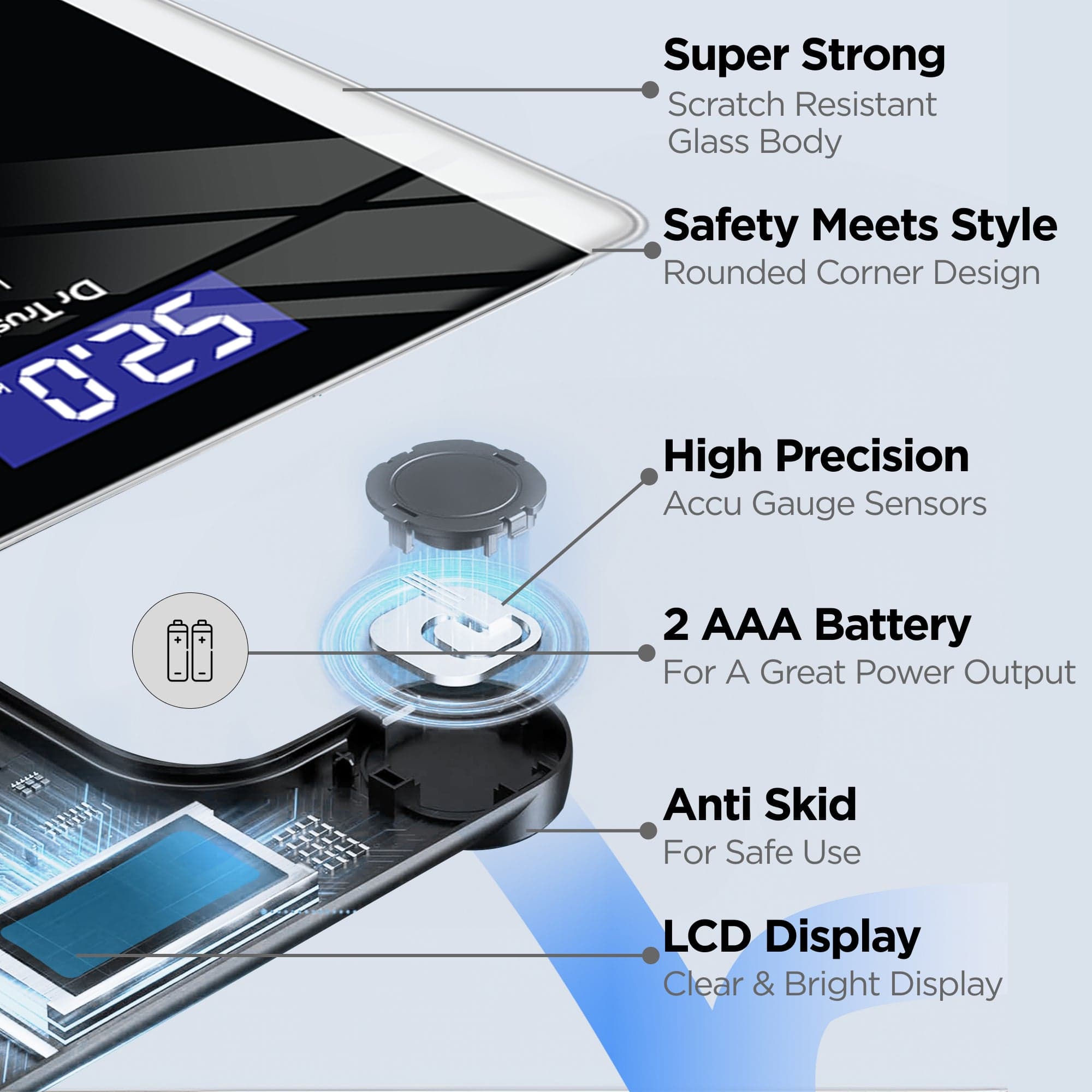 Dr Trust USA Digital Bathroom Scale - High Precision Body Weight Scale with LCD Display, 400 lbs Capacity - Perfect for Home, Gym & Fitness Tracking