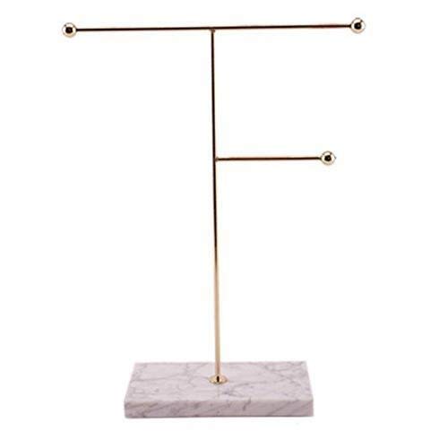 Nordic Modern Jewelry Display Case - Golden Metal Storage Rack with Marble Base for Rings, Necklaces & Earrings | Chic Desk Decor for Boutique, Wedding Showcase & Retail Store Display