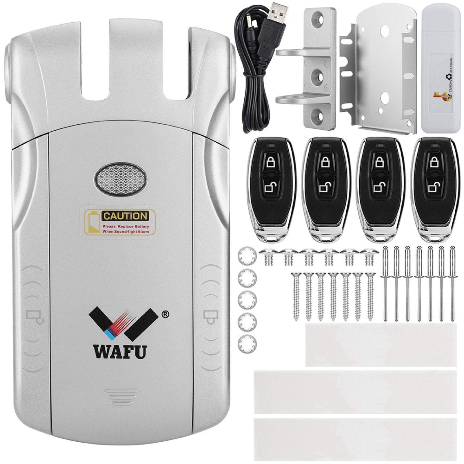 EBTOOLS Smart Touch Keyless Entry Door Lock - Wireless Electronic Deadbolt with 4 Remotes & USB BT Adapter, Invisible Anti-Theft Security for Home/Office (Silver) | Ideal for Smart Homes, Vacation Rentals & High-Security Areas