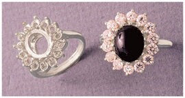 Solid Sterling Silver or 14kt Gold 8x6mm & 10x8mm Oval Cluster Ring Setting - Size 7 (163556/143556) - Perfect for Engagement Rings, Wedding Bands & Jewelry Making