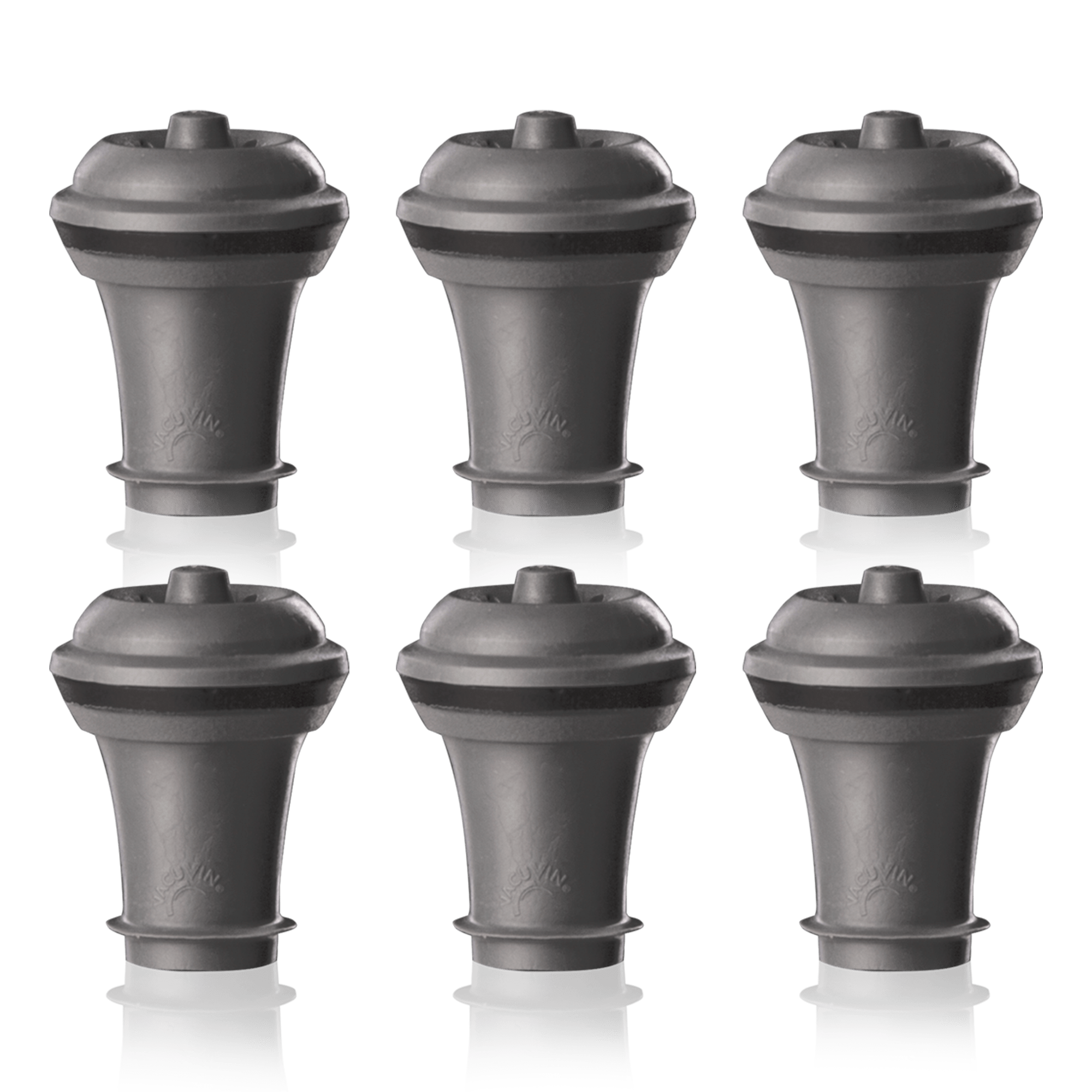 Premium Vacuum Wine Stoppers Set of 6 - Grey Airtight Wine Bottle Sealers for Red, White & Sparkling Wines - Perfect for Home Bars, Parties & Wine Preservation