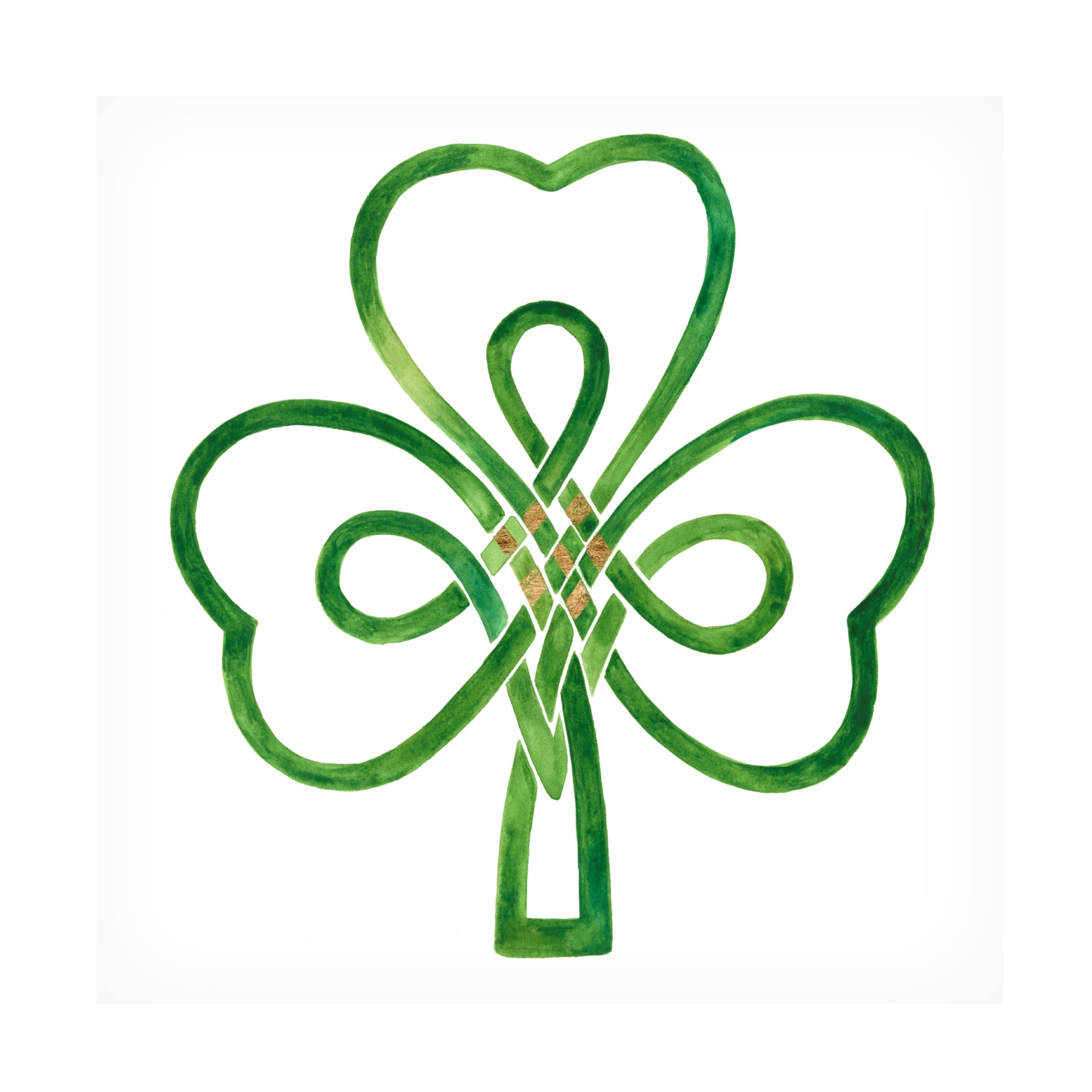 Victoria Borges 'Gilded Shamrock I' Canvas Wall Art Print - Irish Decor, Celtic Home Decor, St. Patrick's Day Gift, Living Room & Office Wall Decor