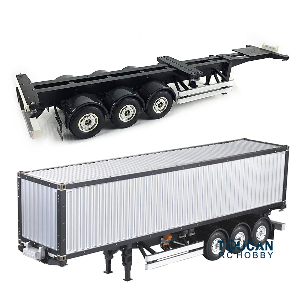 1/14 Scale 3-Axle 40ft Metal Container Semi Trailer Chassis for TAMIYA RC Tractor Truck - DIY RC Car Parts & Accessories - Perfect for RC Construction Vehicles, Truck Shows and Model Collectors
