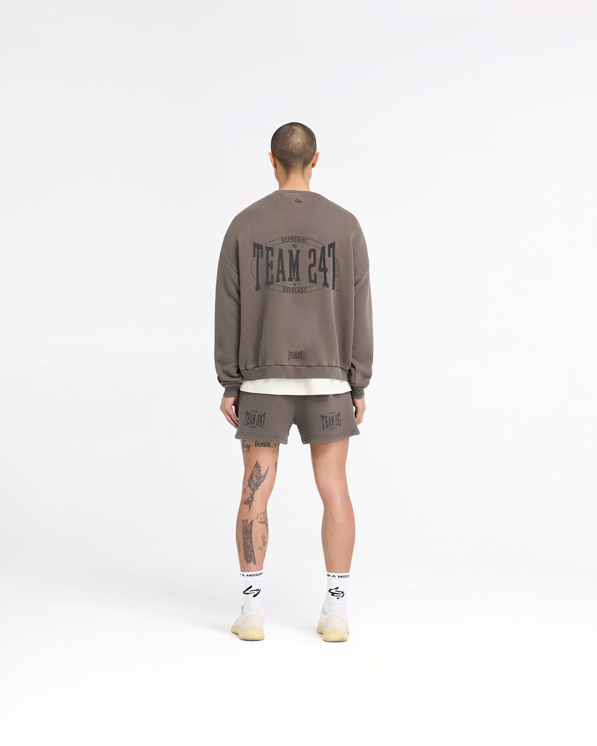 Everlast Training Camp Boxy Sweater - Washed Brown | 247 X | Comfortable & Stylish Workout Hoodie for Gym, Running & Casual Wear