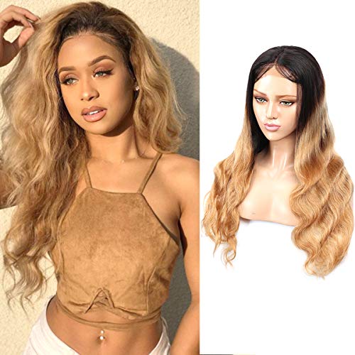 Feelgrace 20 Inch Human Hair Lace Wigs with 4X4 Lace Closure - Body Wave 1B/27 Ombre Blonde for Women | Perfect for Daily Wear, Parties & Cosplay