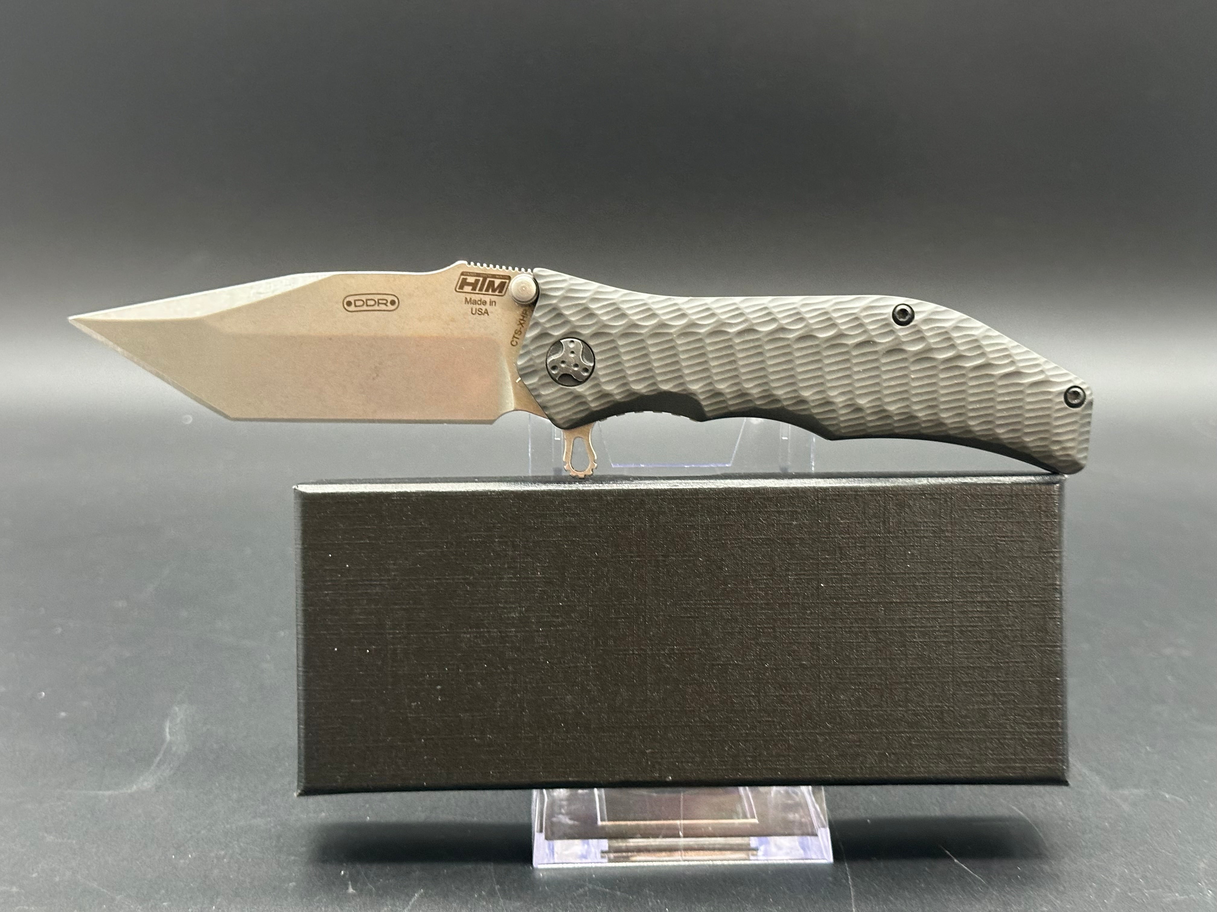 HTM Knives Darrel Ralph DDR Gun Hammer Tanto Folding Knife - CTS XHP Steel Blade, Tactical EDC Pocket Knife for Outdoor Camping, Hunting, and Survival Gear
