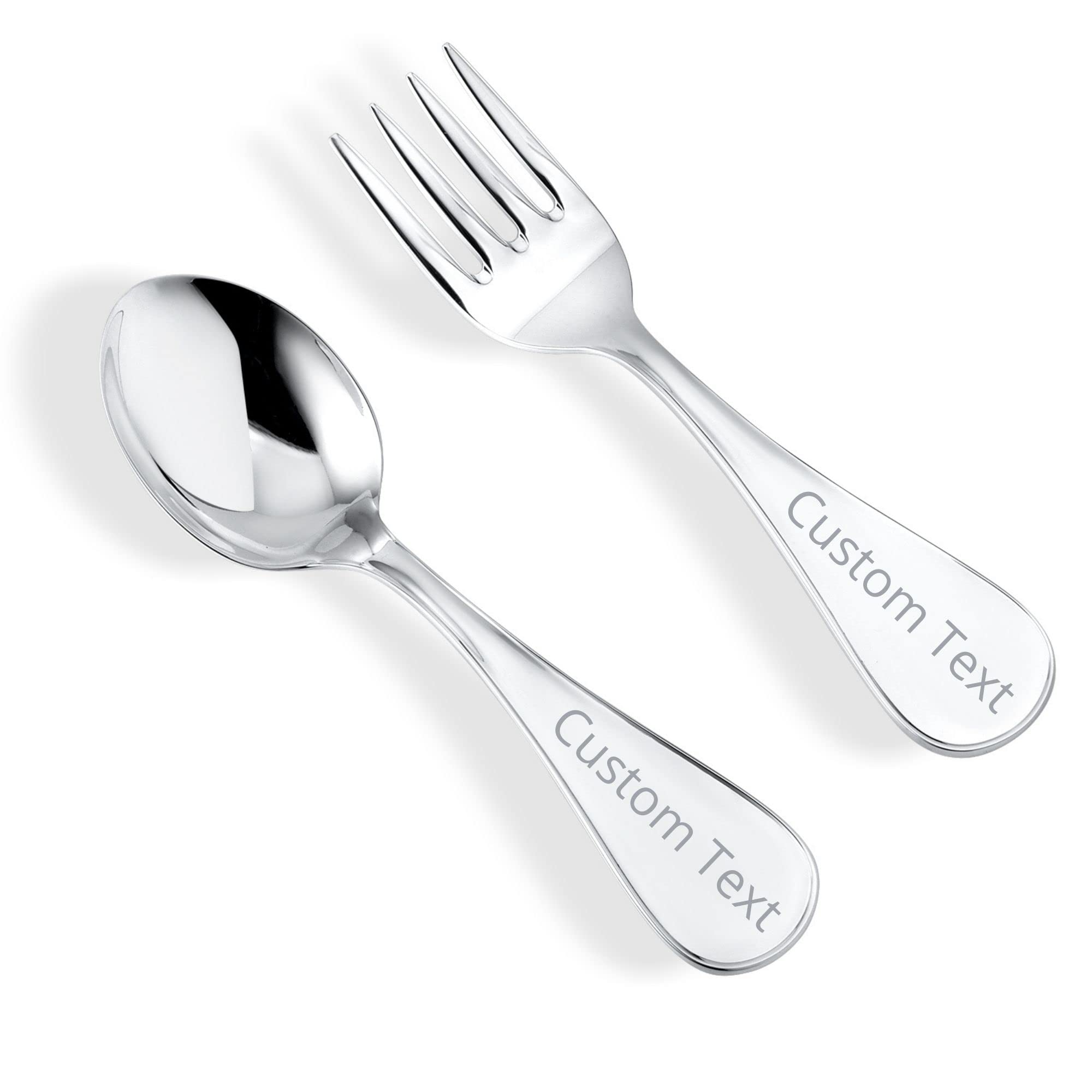 Personalized Engravable Sterling Silver Baby Spoon and Fork Set with Gift Box | Handcrafted in Italy | Perfect Baby Shower, Christening, or First Birthday Gift | Ideal for Baby's First Meal and Special Occasions