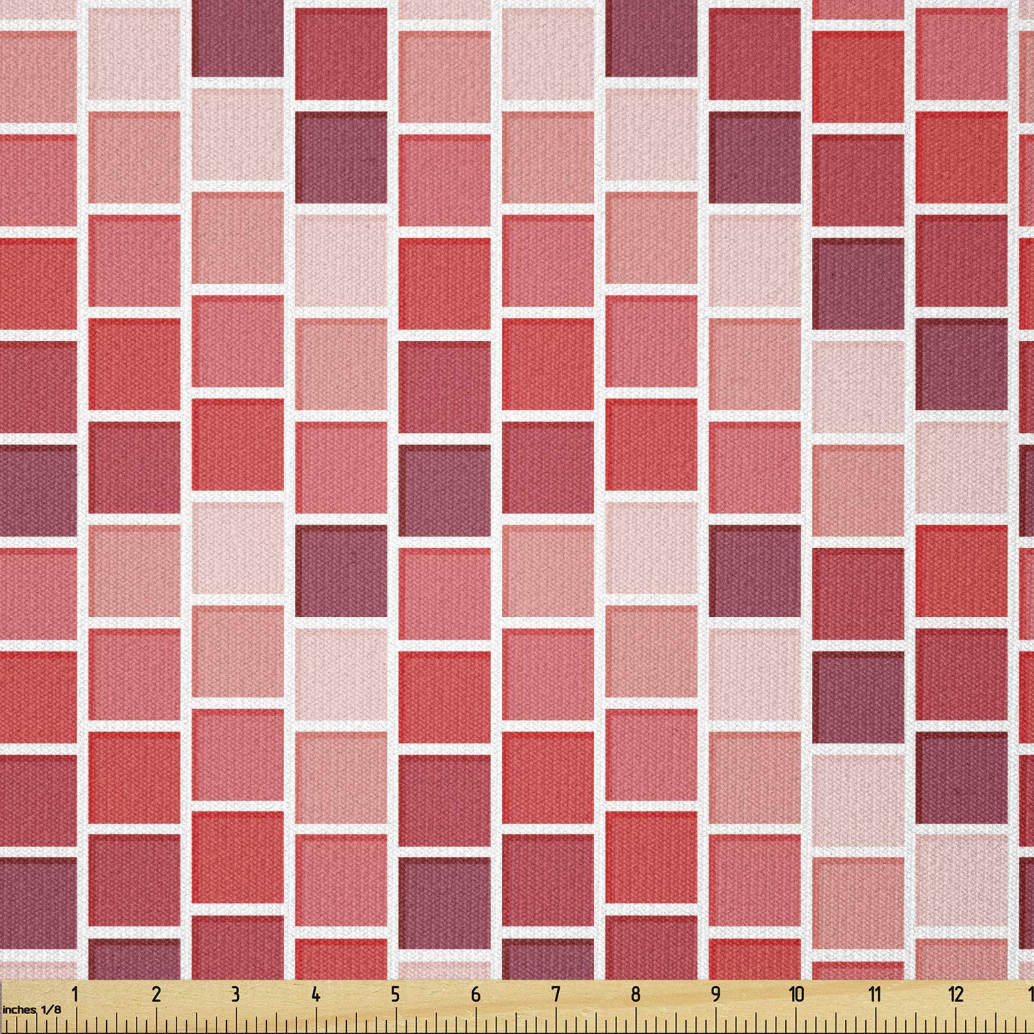 Ambesonne Geometric Stretch Knit Fabric by The Yard - Tile Rectangle Square Cube Vertical Lines Pattern for Clothing Sewing & Arts Crafts (1 Yard, Coral Rose Dried Rose) | DIY Dresses, Home Decor & Craft Projects