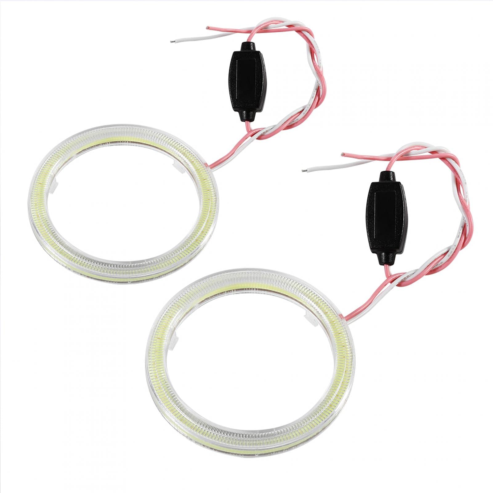 Qiilu 60mm LED Angel Eye Halo Rings Light - COB Chips Headlight DRL for Motorcycle & Car - Bright White Halo Effect for Night Riding & Custom Styling