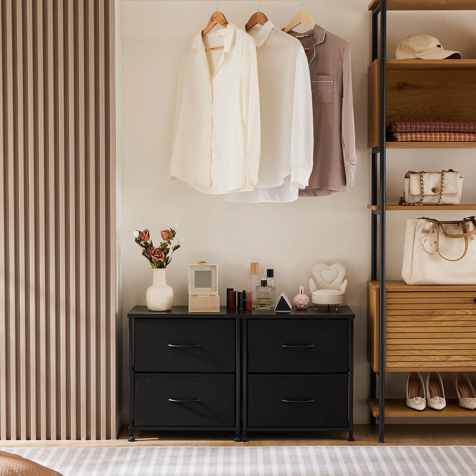 Black Metal Frame & Wood Top Dresser Drawers - 5-Drawer Chest for Bedroom, Living Room, or Office Storage Organization