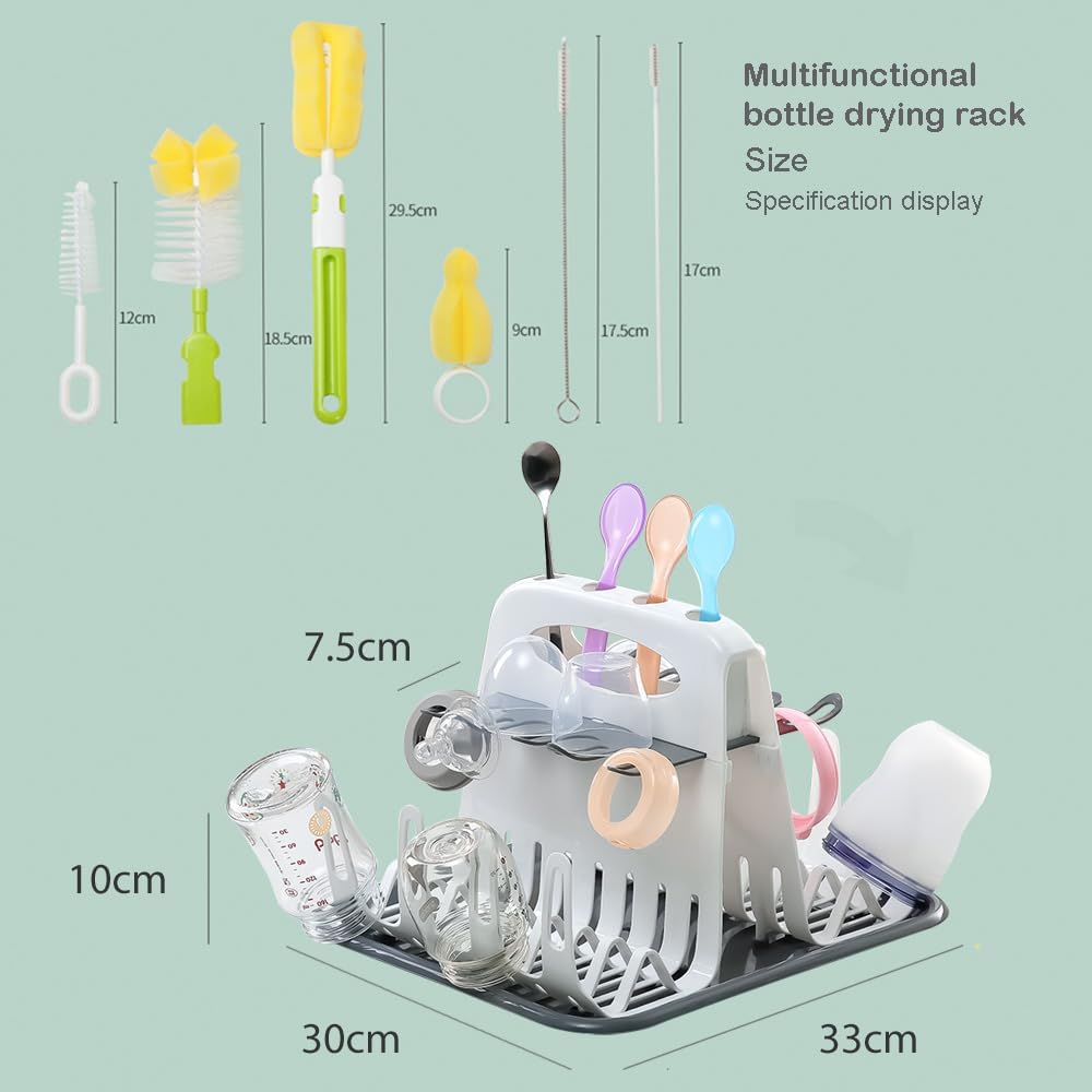 Portable Baby Bottle Drying Rack with Drain Tray - Multi-Layer Detachable Milk Bottle Holder for Breastfeeding & Formula Feeding - Perfect for Nursery, Kitchen Countertop & Travel Use