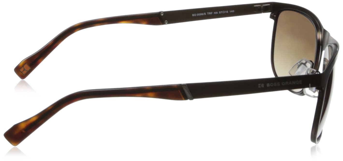 BOSS by Hugo Boss Men's 0096/S Rectangular Sunglasses - Semi Matte Brown Frame, 57mm Lens - UV Protection for Driving, Outdoor & Fashion Wear
