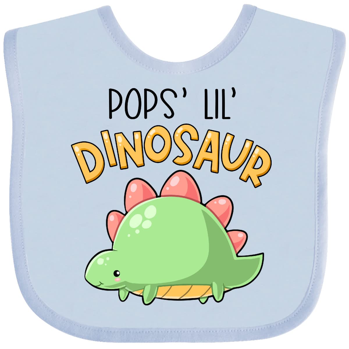 Inktastic Pops' Lil' Dinosaur Baby Bib - Adorable Stegosaurus Design for Infants & Toddlers - Perfect for Mealtime, Daycare & Photo Shoots