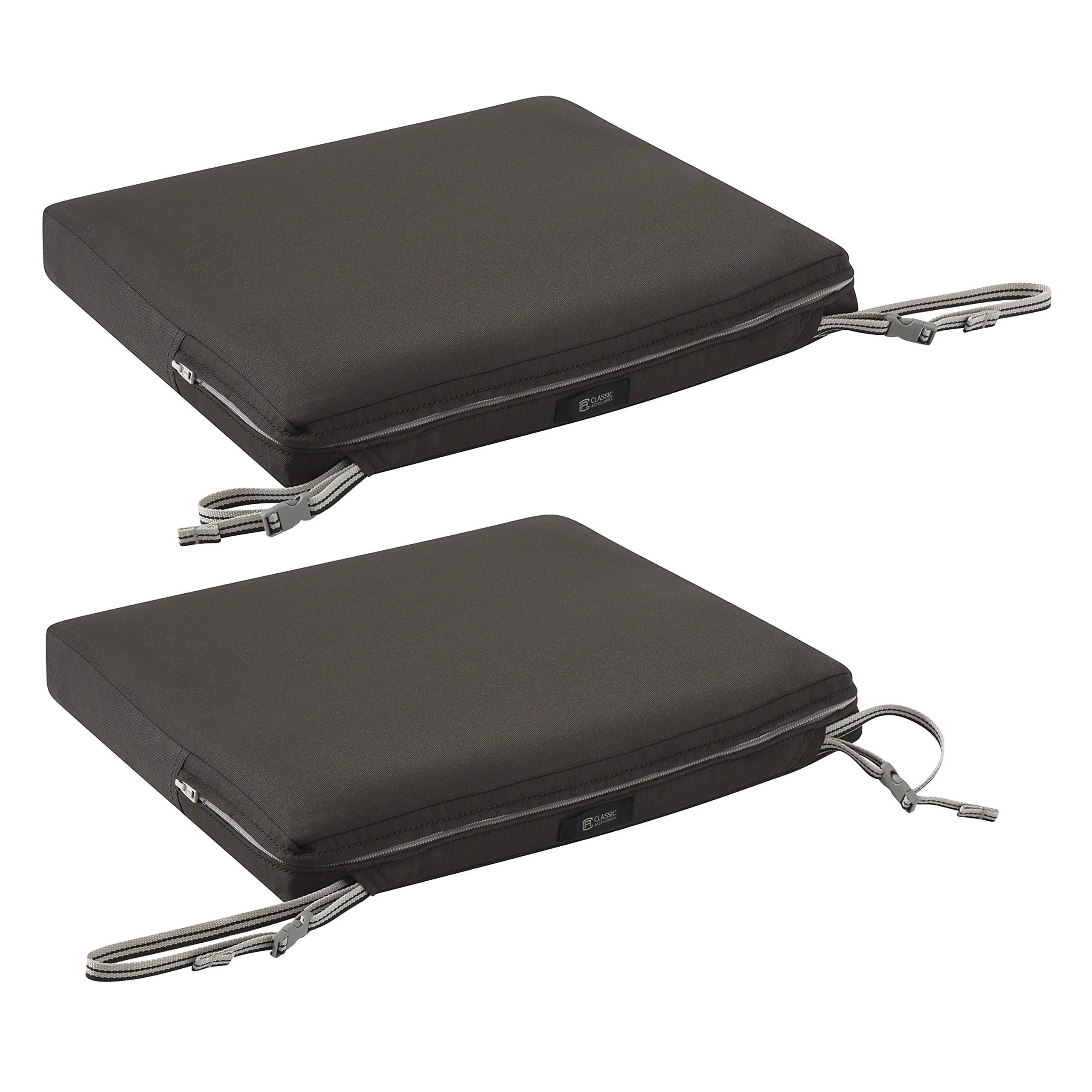 Classic Accessories Ravenna Water-Resistant 17x15x2 Inch Patio Seat Cushion in Espresso - Perfect for Outdoor Chairs, Loungers, and Garden Furniture