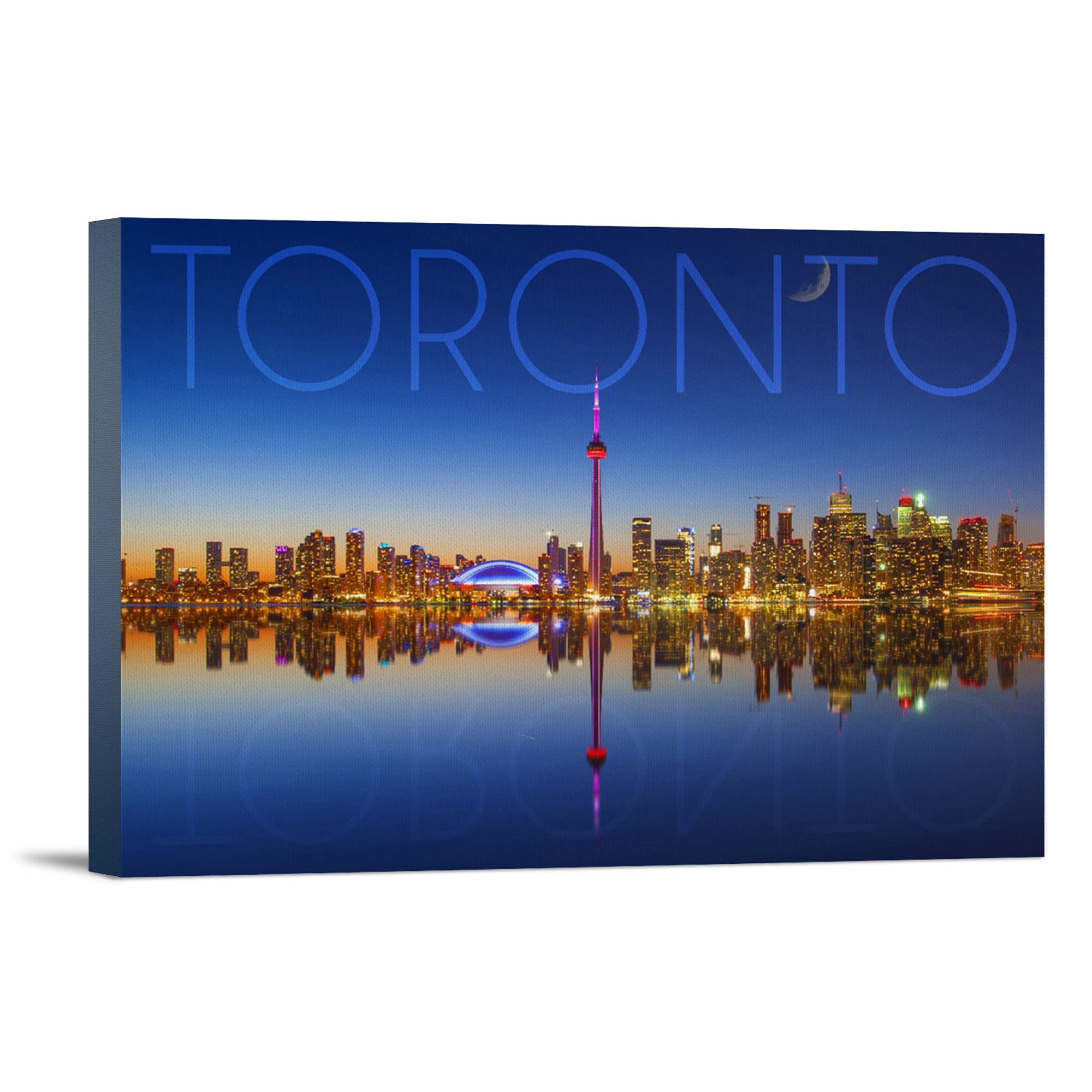 Lantern Press Toronto Canada Skyline and Reflection Wall Art - 16x24 Wrapped Canvas Print for Home & Office Decor - Perfect for Living Room, Bedroom or Gift