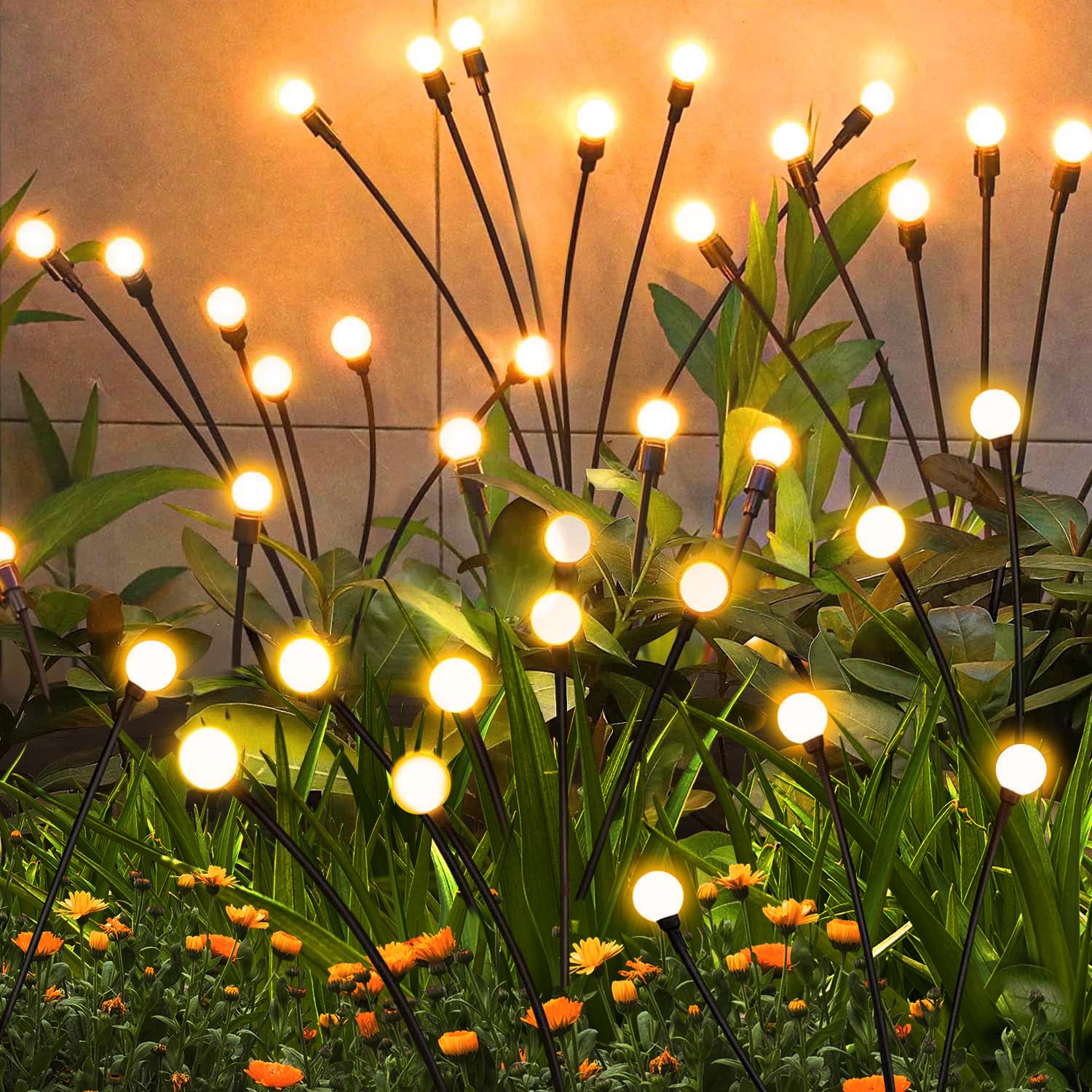 4 Pack Solar Firefly Lights Outdoor - Waterproof Swaying Solar Garden Lights for Yard, Patio, Pathway & Lawn - Perfect Gardening Gifts for Women & Christmas Decoration - Ideal for Backyard, Garden Party & Holiday Lighting