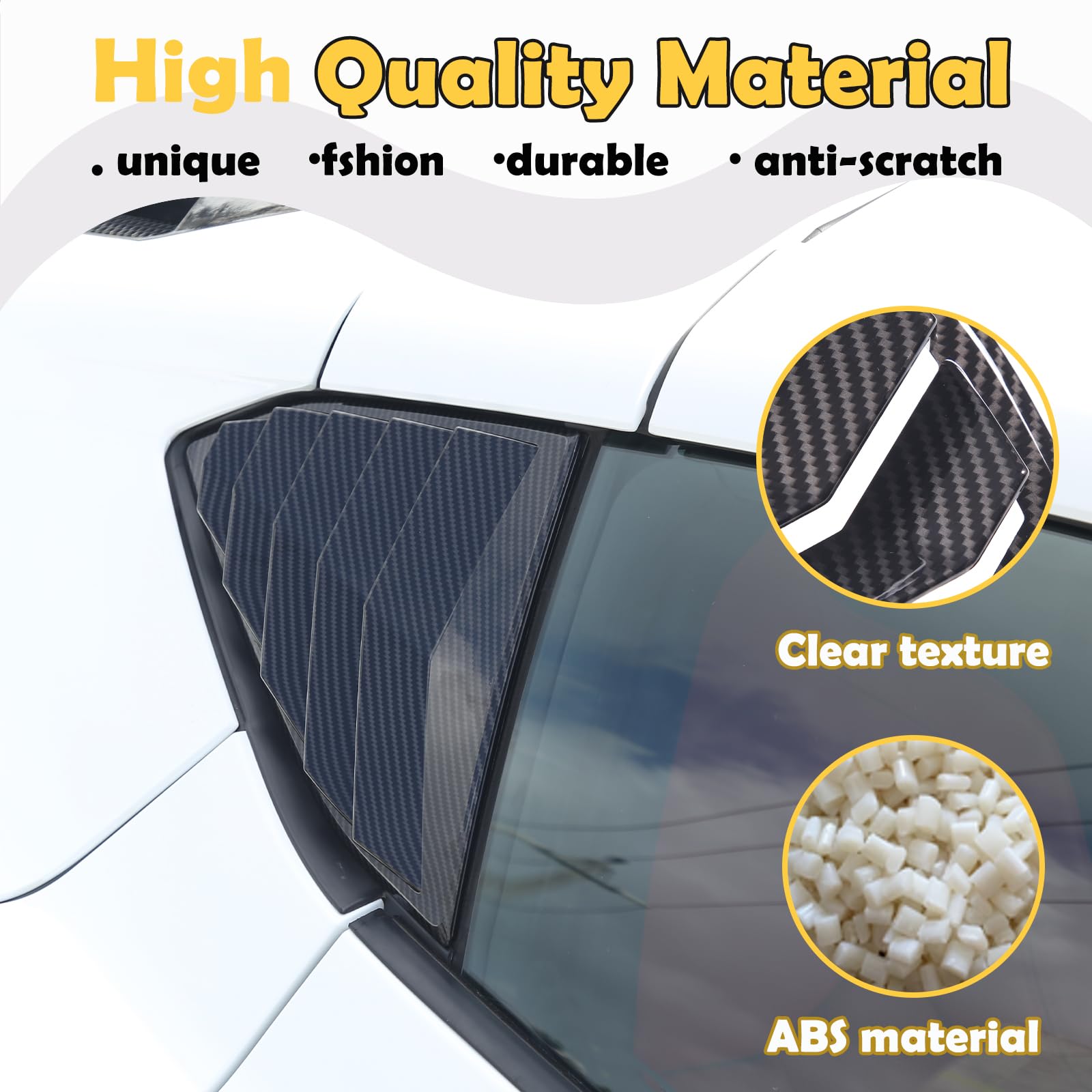 **Corvette C8 Stingray 2020-2023 Rear Side Window Louver Cover - Carbon Fiber Pattern Air Vent Shades & Trim Pair - Enhances Style & Aerodynamics for Sports Car Enthusiasts**