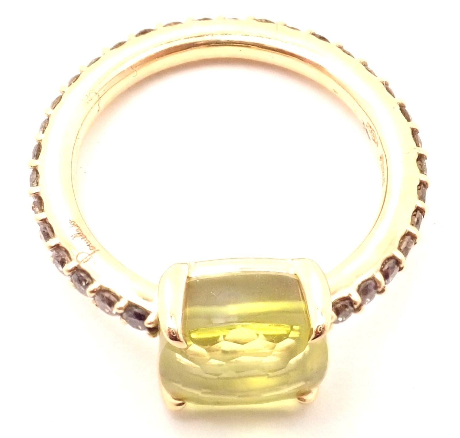 Authentic Pomellato Baby 18K Rose Gold Cognac Diamond Lemon Quartz Ring for Women - Elegant Jewelry Gift for Anniversary, Birthday & Special Occasions
