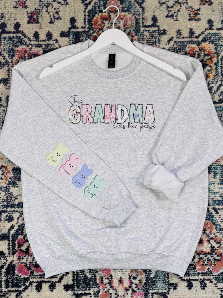 Custom 'Loves Her Peeps' Graphic Sweatshirt - Cute & Comfortable Pullover for Women - Perfect for Casual Wear, Gifts & Easter Celebrations