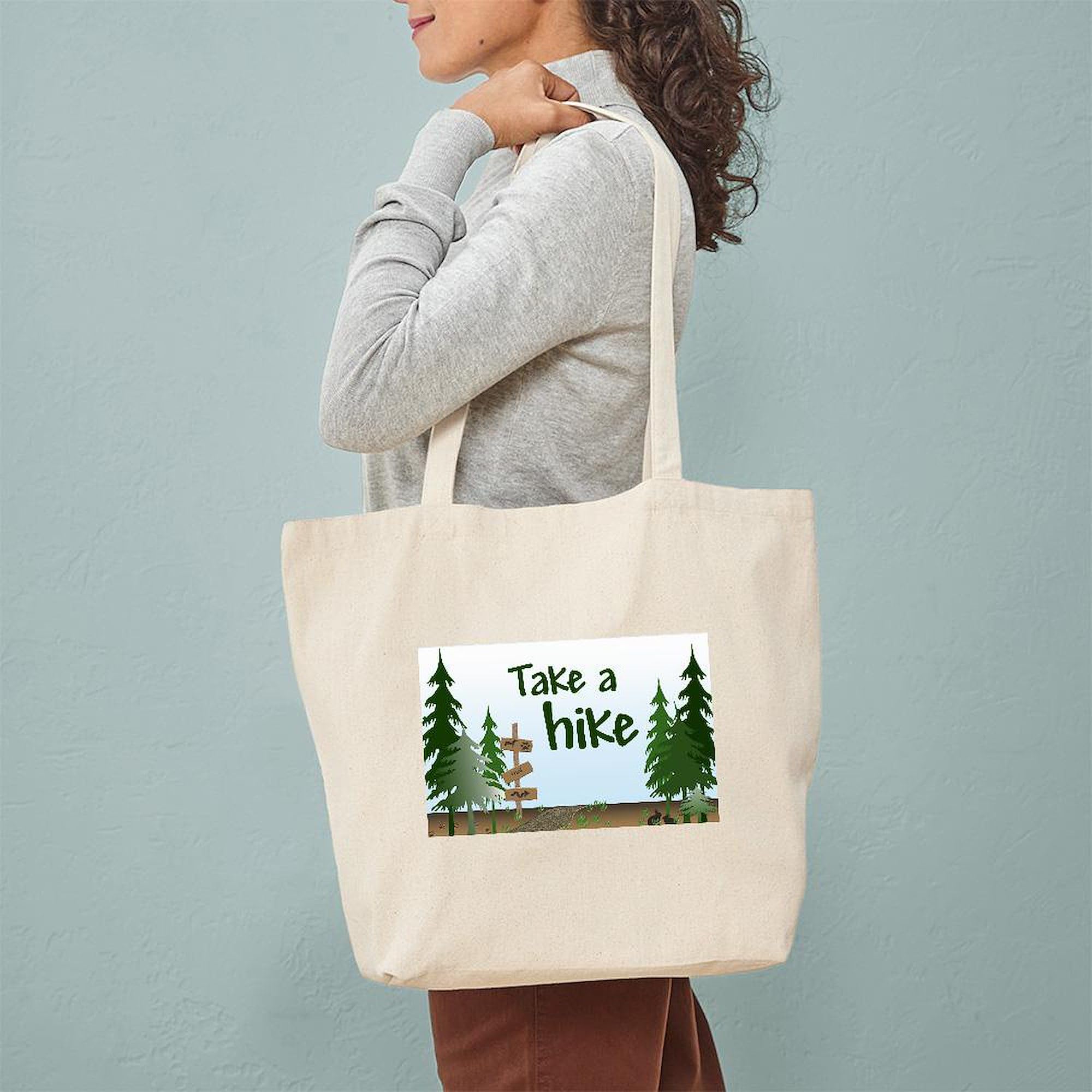 Eco-Friendly Natural Canvas Tote Bag - Reusable Shopping Bag for Hiking, Groceries & Daily Use | CafePress Take A Hike Design