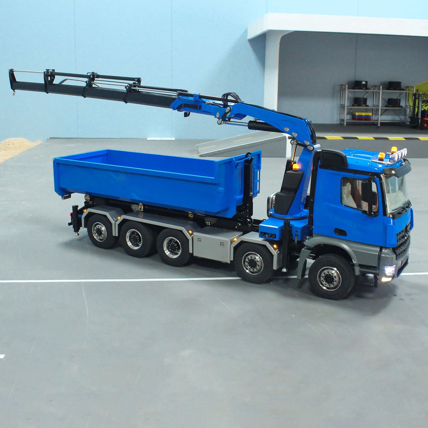 1/14 Scale 10x10 RC Hydraulic Full Dump Crane Truck with U-Shaped Bucket - Radio Controlled Construction Vehicle (PNP/RTR) for DIY Hobbyists & Model Enthusiasts - Perfect for Construction Site Play, Collecting, and RC Racing Events