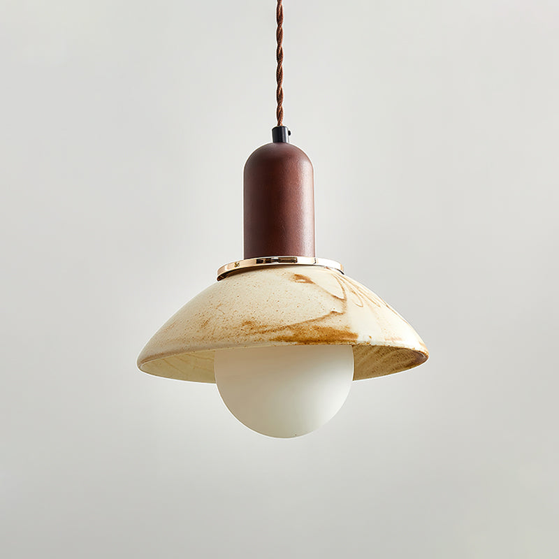 Handmade Ceramic Pendant Light with Cup Lid Design - Modern Boho Ceiling Fixture for Kitchen, Dining Room & Cafe Decor