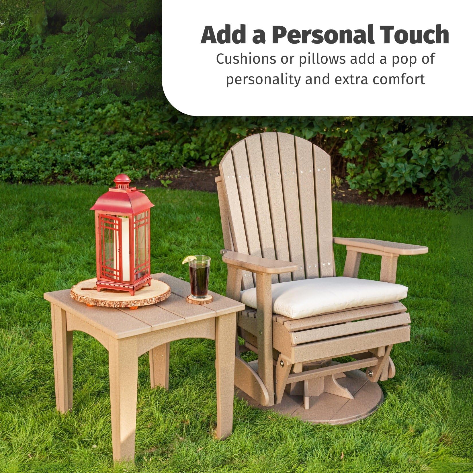 LuxCraft 2' Adirondack Outdoor Swivel Glider Chair - Patio Rocking Chair with 360° Rotation in Antique Mahogany Finish | Perfect for Backyard, Garden, Deck & Poolside Relaxation