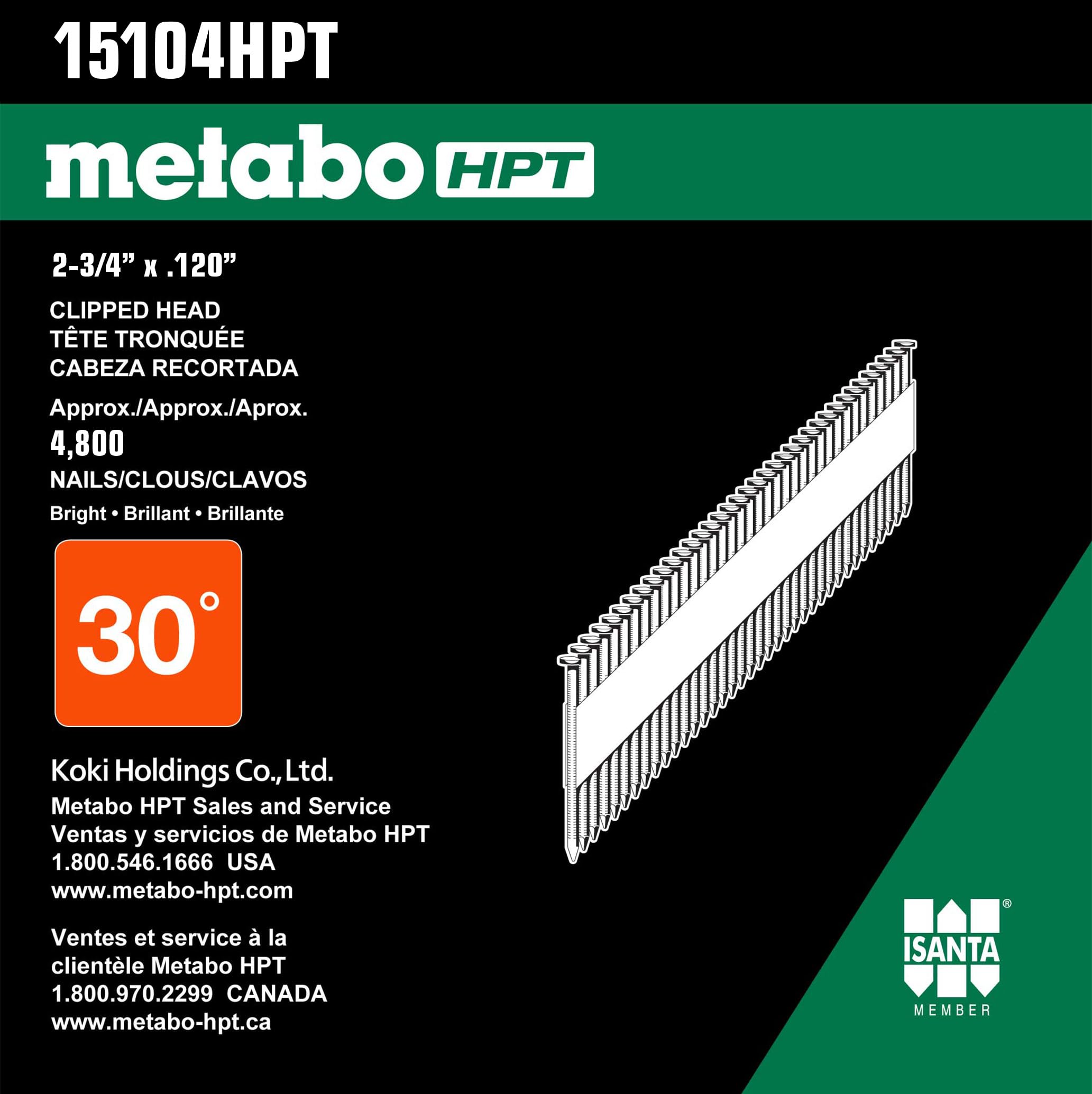 Metabo HPT 2-3/4-Inch x .120 Framing Nails - 4800 Count Paper Tape Collated, Clipped Head (RG, BS, CLH) for Wood Framing, Roofing & Construction Projects