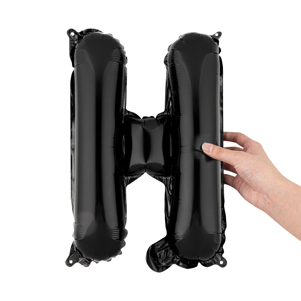 Black Mylar Letter H Balloon - 16 Inch Large Foil Balloon for Birthday Party Decorations, Baby Showers & Graduation Celebrations (1 Count)