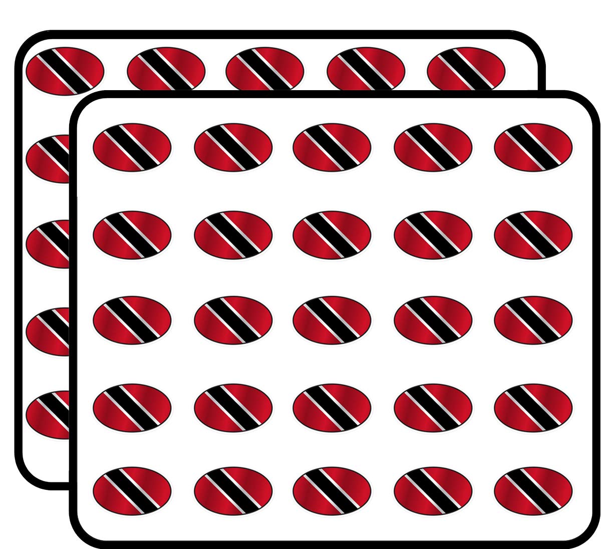 50 Pack Trinidad and Tobago Flag Oval Stickers for Scrapbooking, DIY Crafts, Bullet Journals & Albums - Perfect for School Projects, Travel Scrapbooks & Calendar Decorations