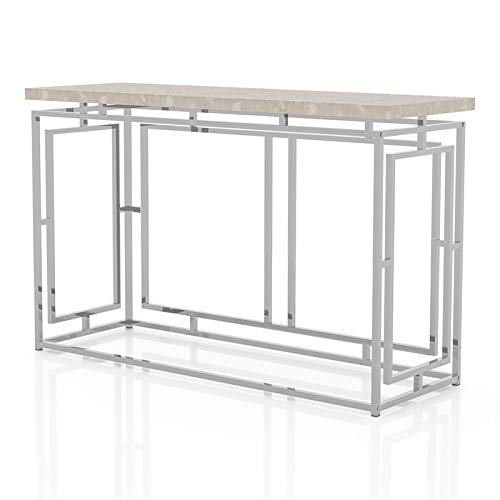 Modern Chrome Metal Console Table - Sleek & Contemporary Entryway Table for Living Room, Hallway, or Office Decor