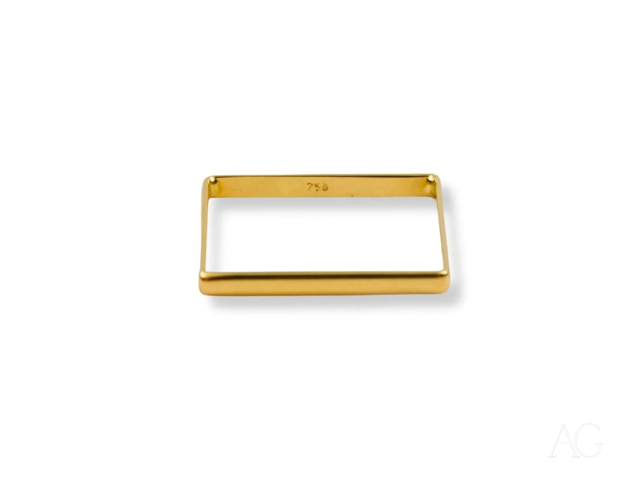 18K Gold Square Ring for Women - Elegant Modern Jewelry for Weddings, Parties & Everyday Wear