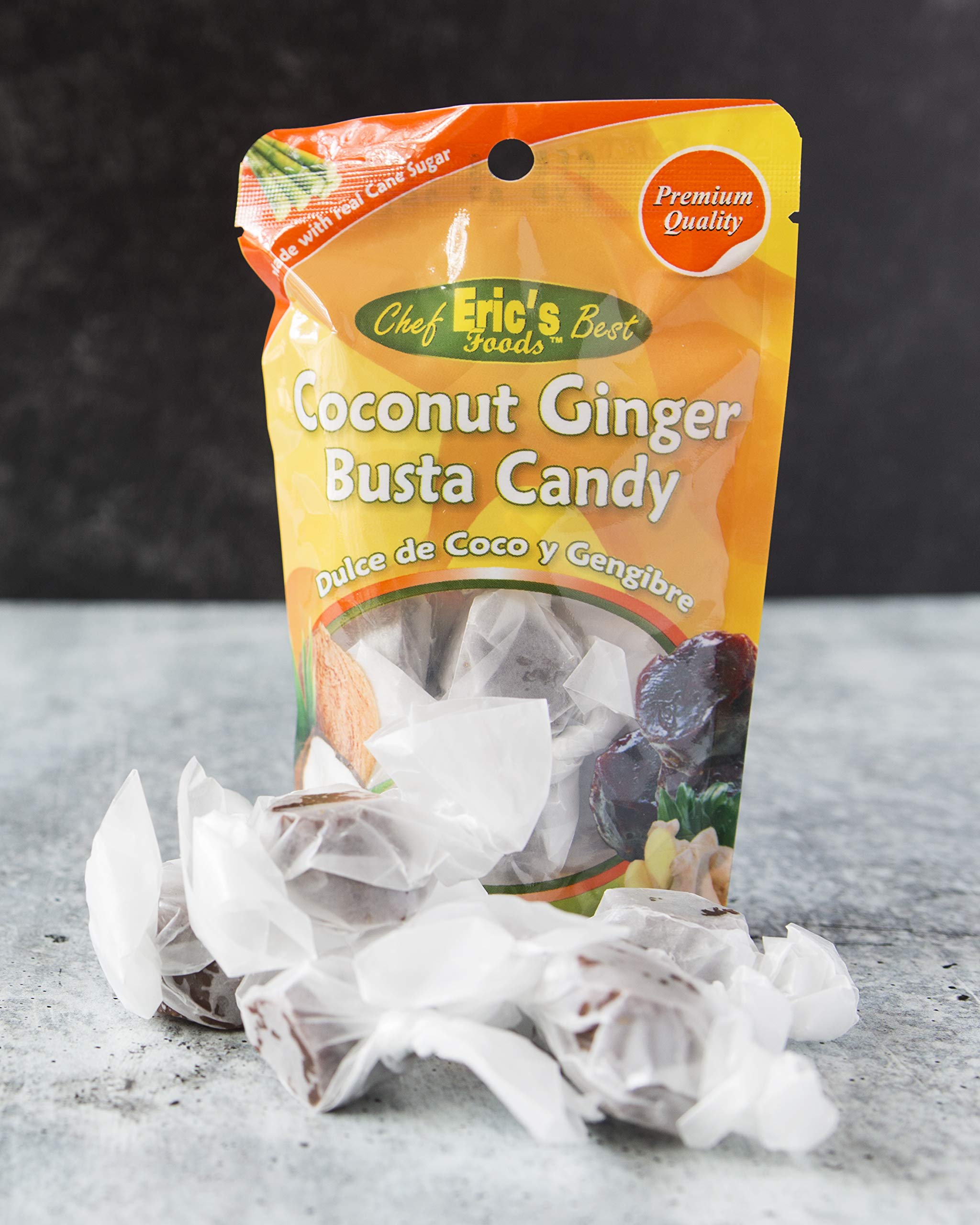 Chef Eric's Coconut Ginger Busta Candy - Authentic Jamaican Candy (2 oz Pack of 3) - Perfect for Snacking, Gifts & Caribbean Flavor Lovers