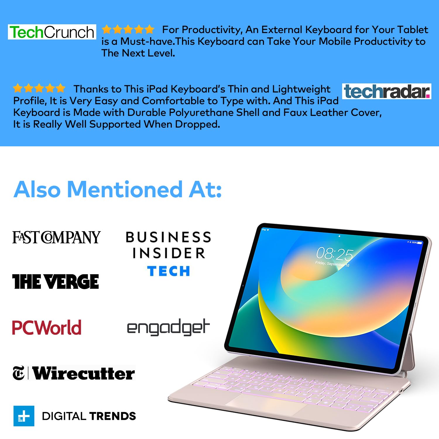 Magnetic Keyboard Case for iPad Air 13 (M3 2025 / M2 2024) & iPad Pro 12.9 inch 6th/5th/4th/3rd Gen - Slim Magic-Style Cover with Multi-Touch Trackpad & Floating Stand - Perfect for Typing, Drawing, and Office Work
