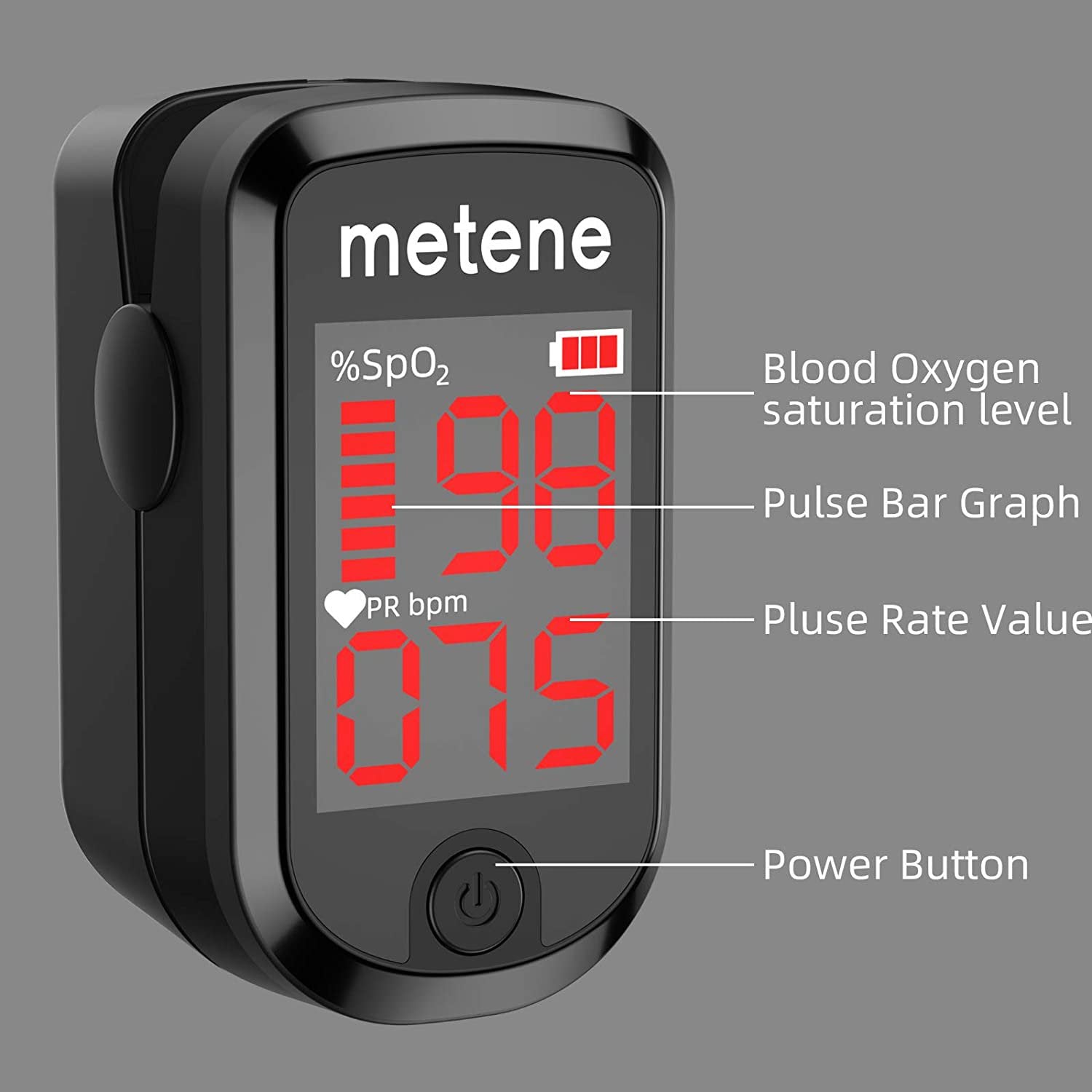 Pulse Oximeter Fingertip - Accurate Blood Oxygen Saturation & Heart Rate Monitor with LCD Display - Portable Spo2 Meter for Adults & Kids - Includes 2 Batteries & Lanyard (Matte Black) - Ideal for Home Use, Travel, Sports & Health Monitoring