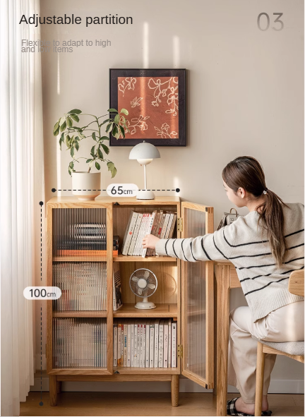 Modern Solid Oak & Beech Wood Side Cabinet - Minimalist Design for Living Room, Bedroom or Office Storage
