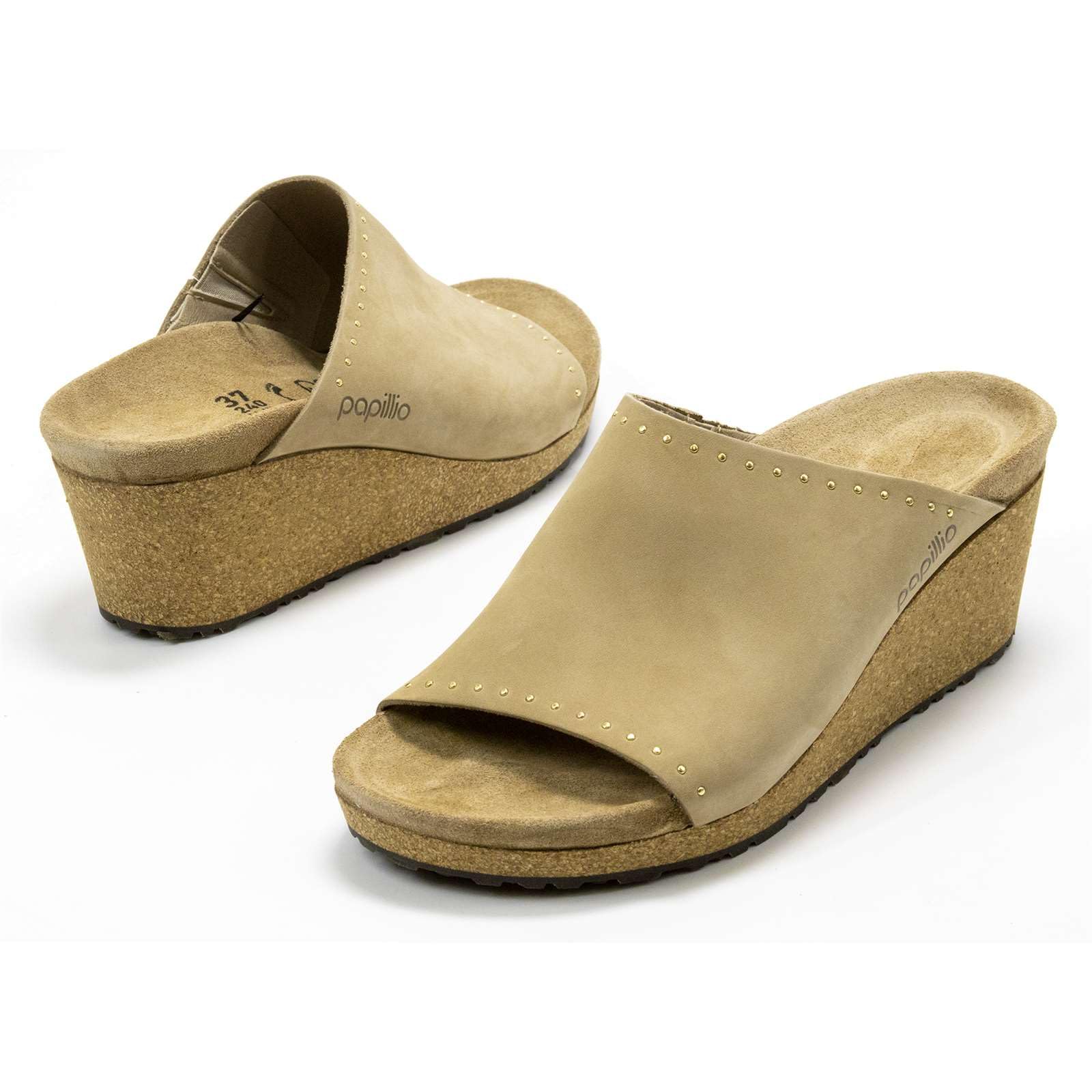 Birkenstock Women's Clog Namica Rivets Sandcastle Nubuck Leather Slip-On Shoes EU Size 41 | Comfortable House Shoes for Women, Perfect for Indoor & Outdoor Wear