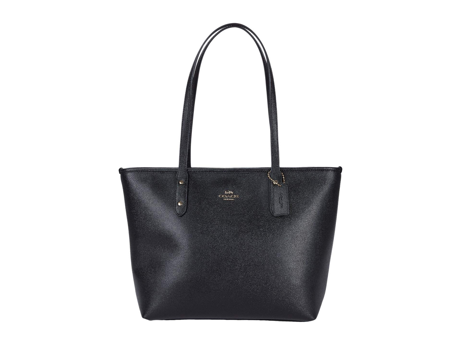Coach Women's Crossgrain Leather City Zip Tote Bag - Stylish & Spacious Handbag for Work, Travel & Everyday Use