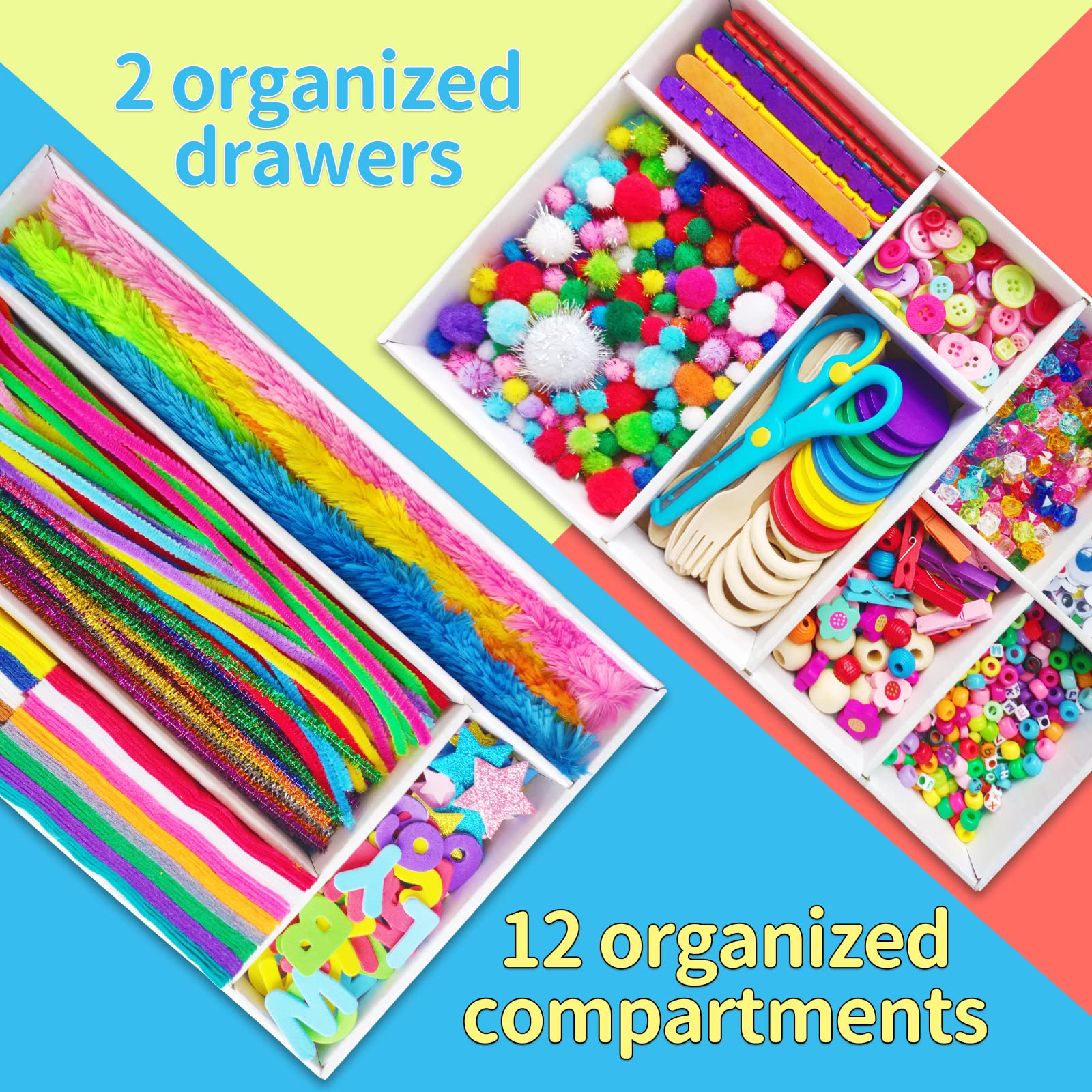Itopstar 5000+ Pieces Kids Arts and Crafts Supplies Kit - Giant DIY Art Box for School, Homeschool & Kindergarten - Creative Crafting Projects for Toddlers & Children | Perfect for Classroom Activities, Birthday Gifts & Holiday Crafts