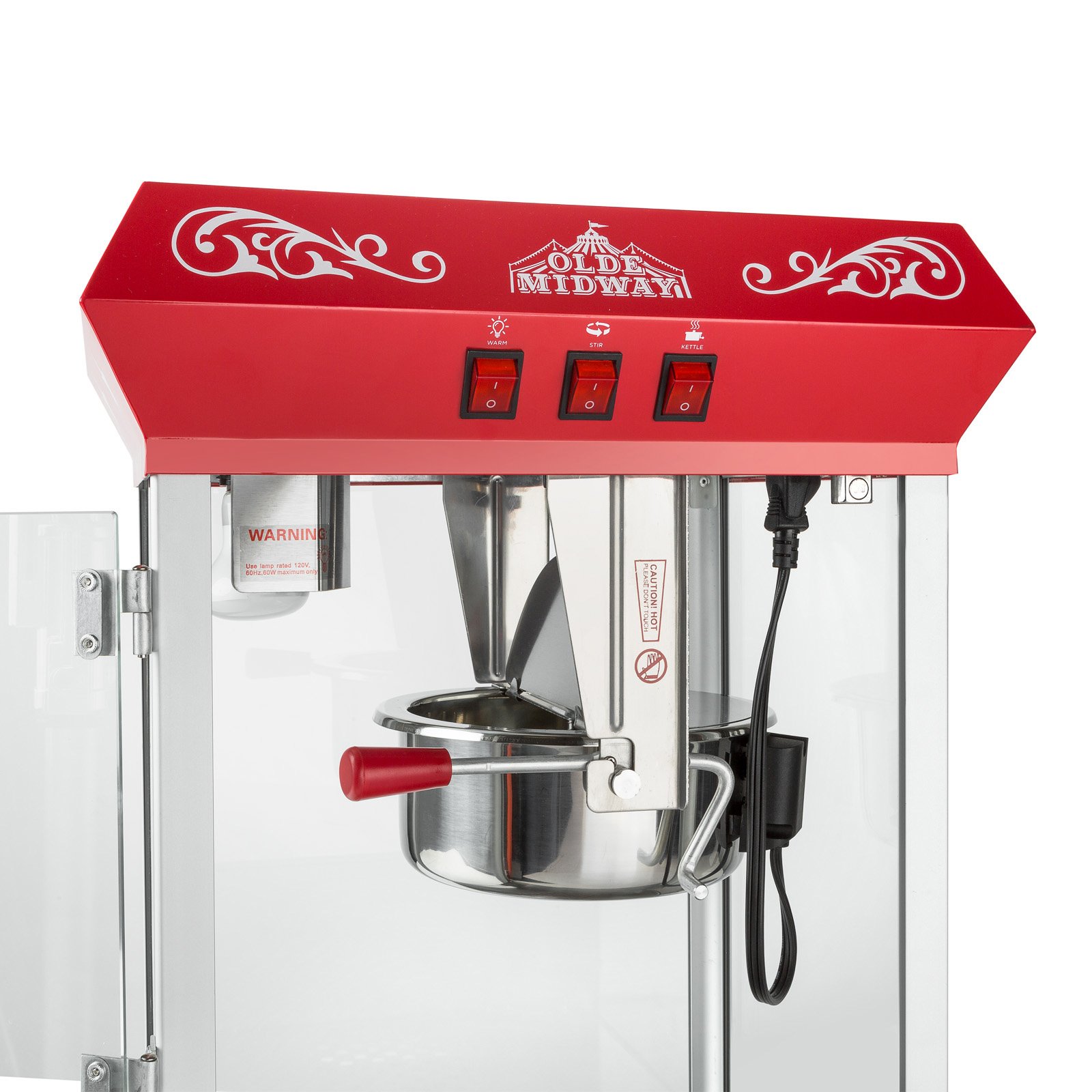 Olde Midway Bar Style Popcorn Machine Maker Popper with 10-Ounce Kettle - Red | Commercial & Home Theater Snack Maker for Parties, Movie Nights & Carnivals