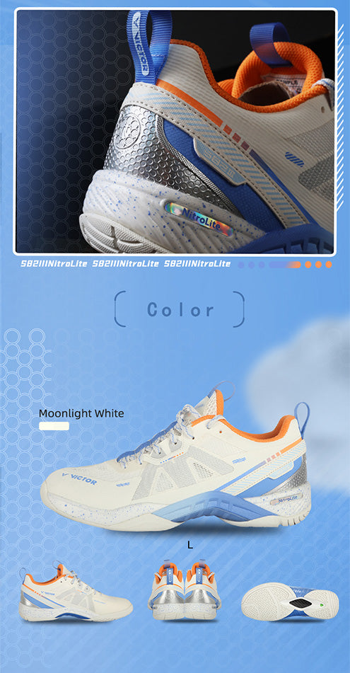 Victor S82III NitroLite Court Shoe - Lightweight Tennis Shoes for Men & Women [Lunar White] - Perfect for Indoor & Outdoor Court Sports