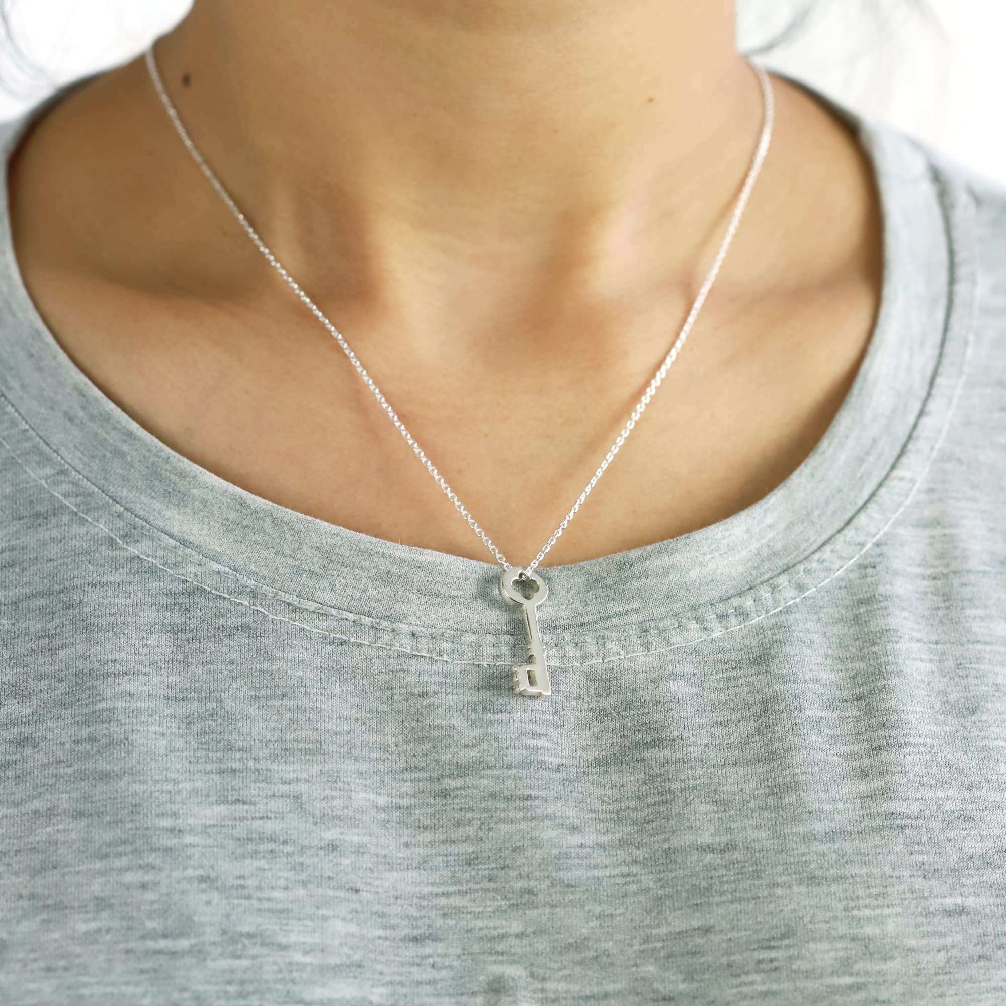 Sterling Silver Key Necklace - 18