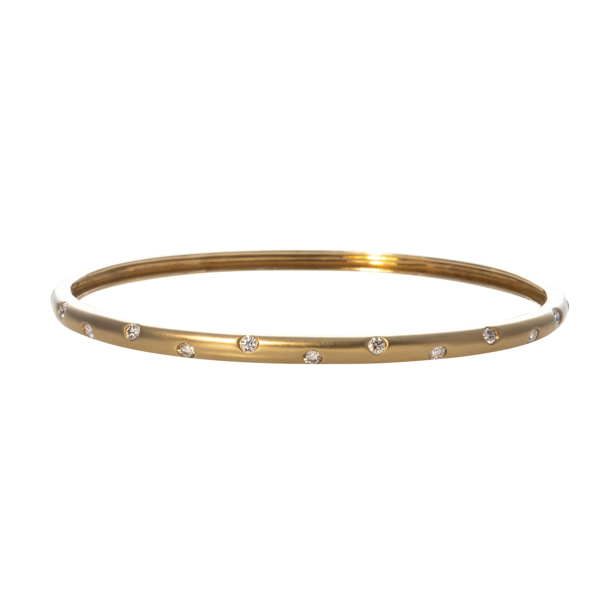 14K Yellow Gold Diamond Flush Set Bangle Bracelet for Women - Elegant Jewelry Gift for Weddings, Anniversaries & Special Occasions