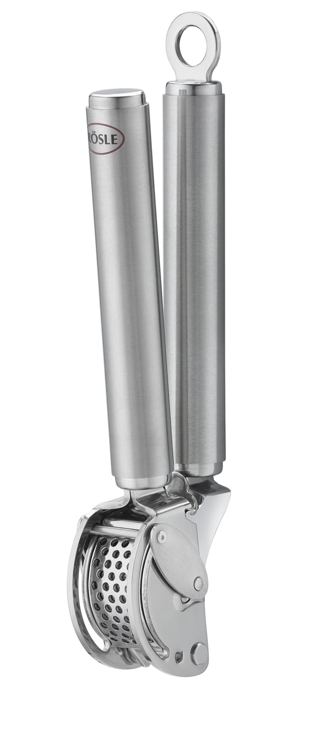 Premium Rösle 9-inch Stainless Steel Food Mill - Rotary Grinder with 2 Interchangeable Discs & Ergonomic Handle - Perfect for Pureeing Tomatoes, Mashing Potatoes, and Making Baby Food - Includes Scraper for Easy Cleaning - Professional Kitchen Tool for Home Chefs