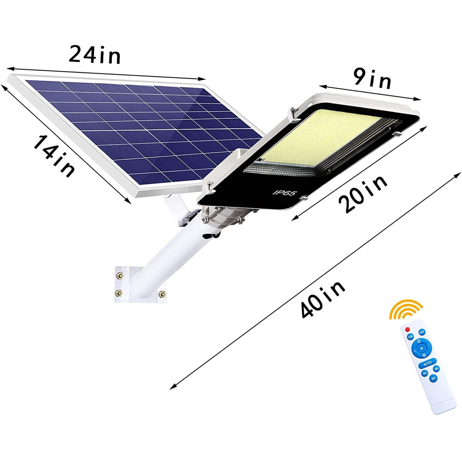 1400W Solar Street Lights - 130,000 Lumens Dusk to Dawn Outdoor Solar Flood Light with Remote Control, 6500K Daylight, IP67 Waterproof - Perfect for Yard, Garden, Street, Parking Lot & Pathway Lighting