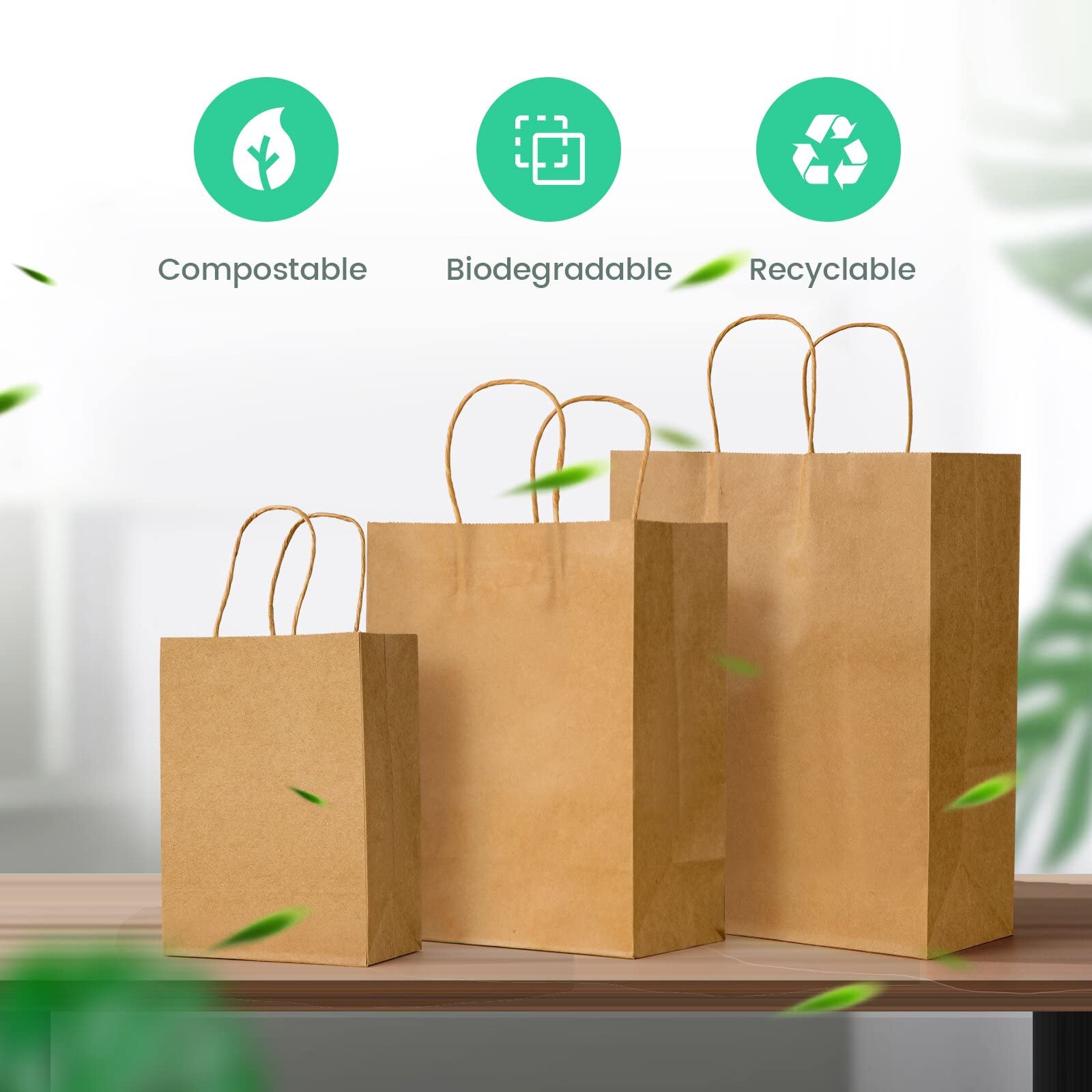 150pcs Brown Kraft Paper Bags with Handles - Mixed Size Bulk Gift Bags for Business, Retail, Parties & Favors | Eco-Friendly Shopping & Merchandise Bags for Stores, Events & Packaging