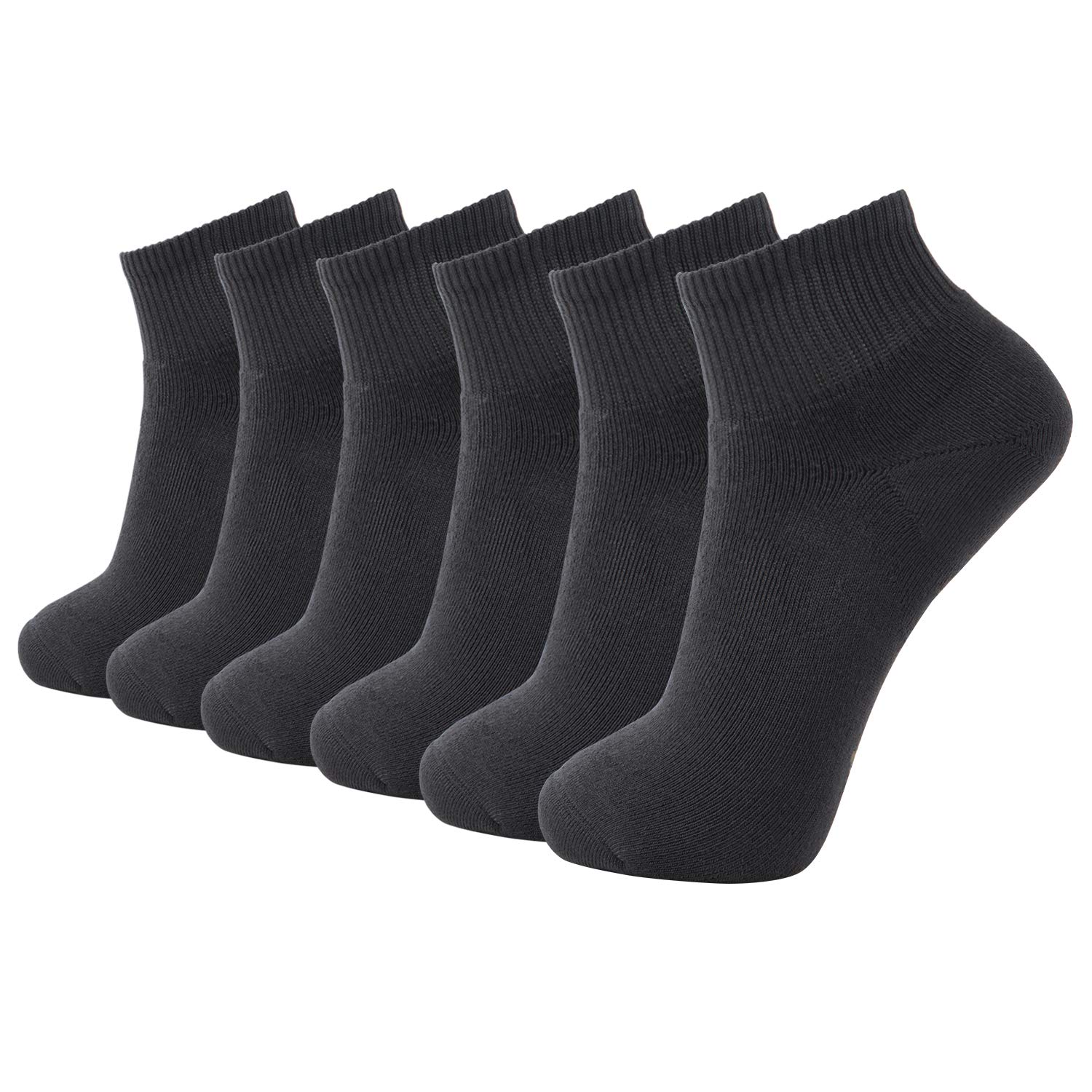 6 Pack Men's Heavy Cushioned Ankle Socks - Moisture Wicking Work & Athletic Socks for Running, Hiking & Everyday Comfort (MD Brand)