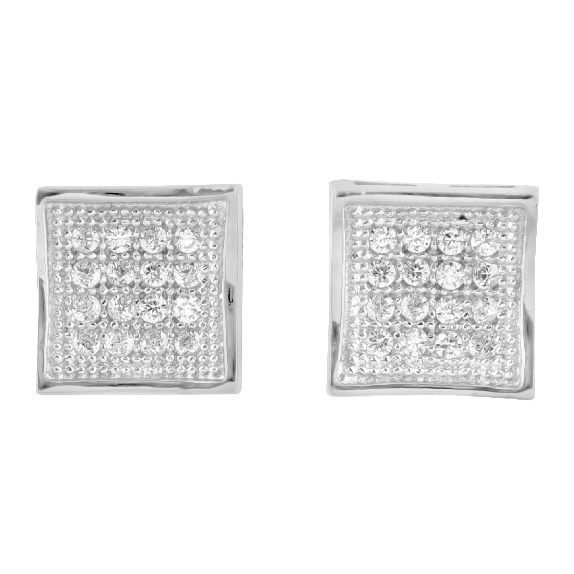 925 Sterling Silver Concave Lab Diamond Earrings for Women - White Gold Finish Hypoallergenic Studs - Perfect for Weddings, Parties & Everyday Elegance