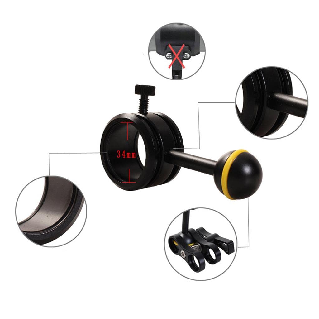 Underwater Photography Flashlight Bracket with Adjustable Ball Joint Mount - Diving Camera Light Clamp for GoPro, DSLR & Action Cameras - Perfect for Scuba Diving, Snorkeling & Underwater Videography